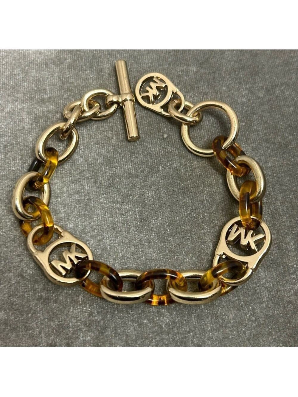 Michael Kors Logo Padlock Chain Bracelet tortoise links